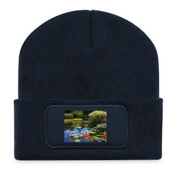 Koi Fish in Tranquil Waters - Recycled Patch Beanie - french navy - Front