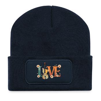 Love Cello Love with Flowers for Cellists - Recycled Patch Beanie - french navy - Front