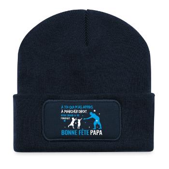 Bonne fete papa bleu ciel - Beanie recyclé à patch - bleu marine - Devant