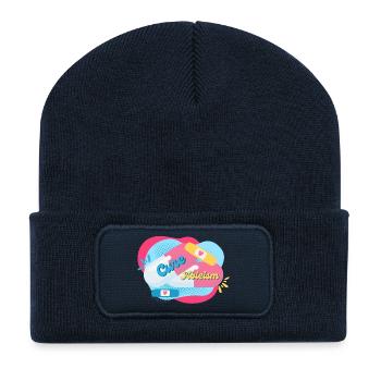 Cure Ableism Colorful Background Pills Patch - Recycled Patch Beanie - french navy - Front