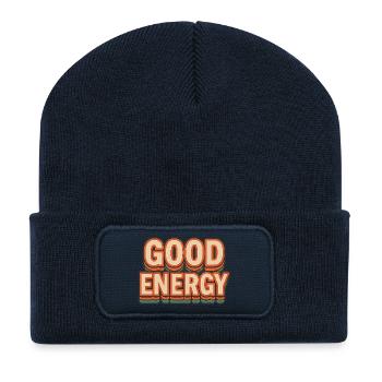 GOOD ENERGY – Retro Style Statement - Recycelte Patch Beanie - French Navy - Vorne