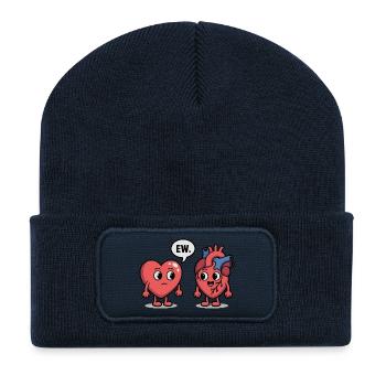 Drôle de coeur Anatomie Cardiologie Médecine Docteur - Beanie recyclé à patch - bleu marine - Devant