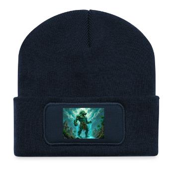 Tlaloc, Aztec god of rain, storms, and fertility - Recycled Patch Beanie - french navy - Front