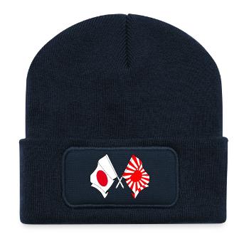 Crossed Japanese & Rising Sun flags - Recycled Patch Beanie - french navy - Front