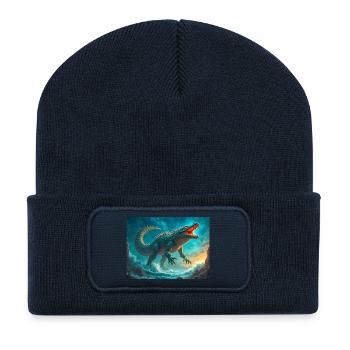 Cipactli, monstre de création aztèque de primordial - Beanie recyclé à patch - bleu marine - Devant