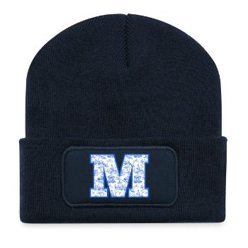 Buchstabe m blaue Chinoiserie - Recycelte Patch Beanie - French Navy - Vorne