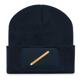 Motif au crayon simple – classique et créatif - Beanie recyclé à patch - bleu marine - Devant