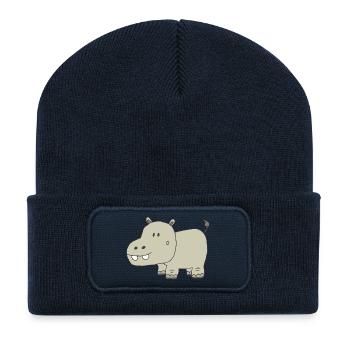 Verspielter Hippo-Charme für Kinder - Recycelte Patch Beanie - French Navy - Vorne
