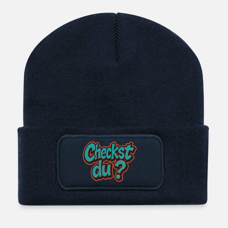 Humorous check? Design - Recycled Patch Beanie - french navy