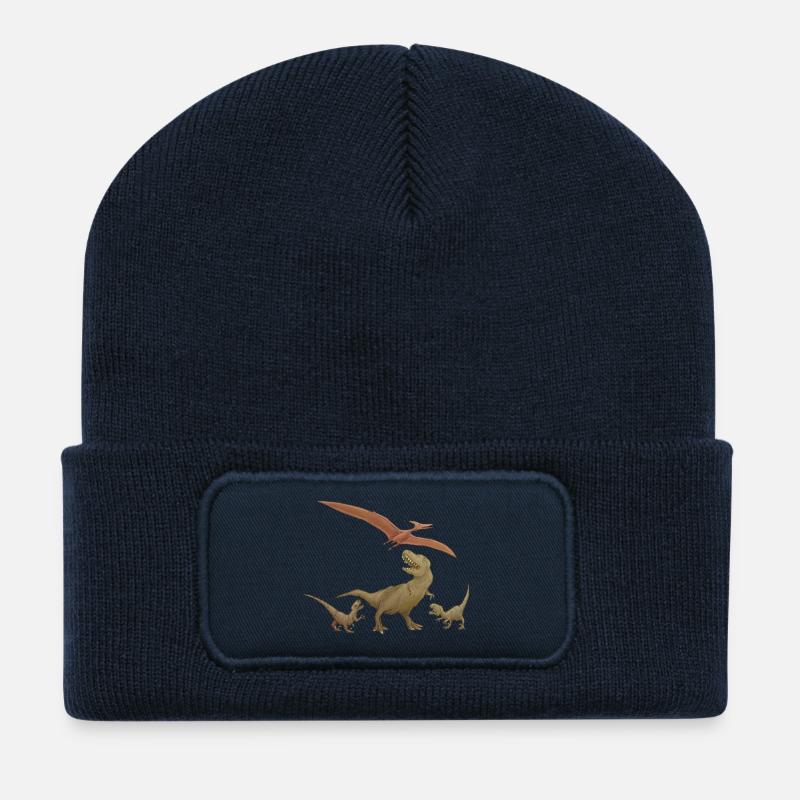 Schauplatz des Lebens unter den Dinosauriern - Recycelte Patch Beanie - French Navy