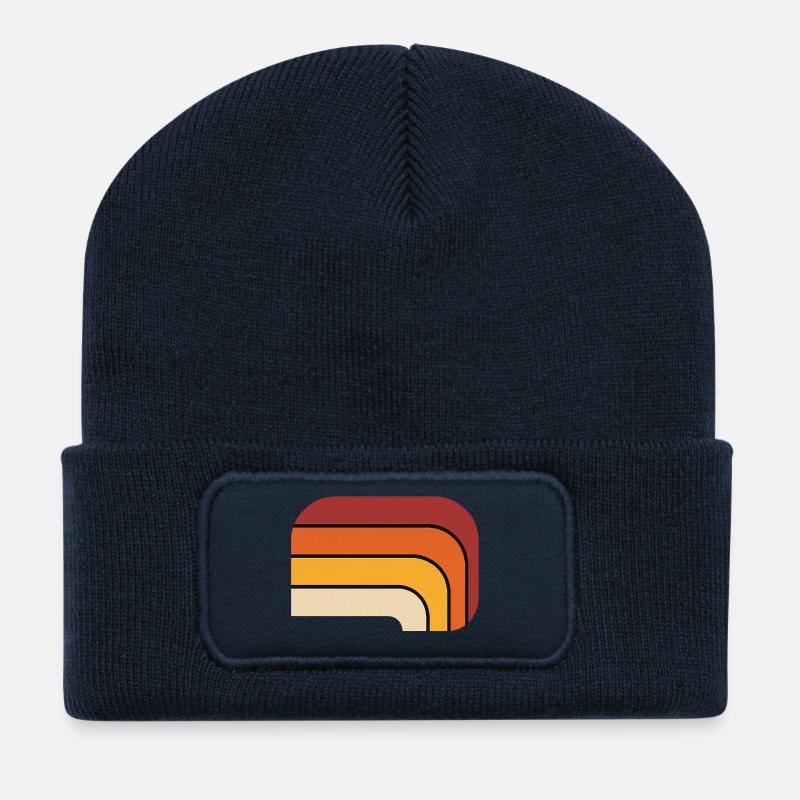 Retro Farbverlauf Design - Recycelte Patch Beanie - French Navy