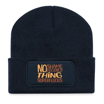 Pas de honte Conception de vêtements superflus - Beanie recyclé à patch - bleu marine - Devant