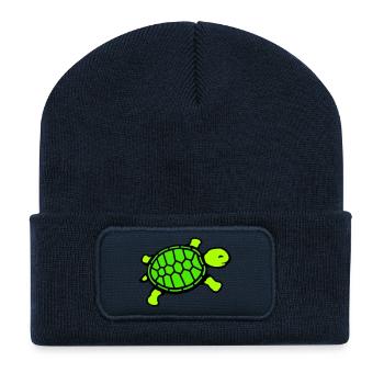 turtle cute smiling happy funny - Recycled Patch Beanie - french navy - Front