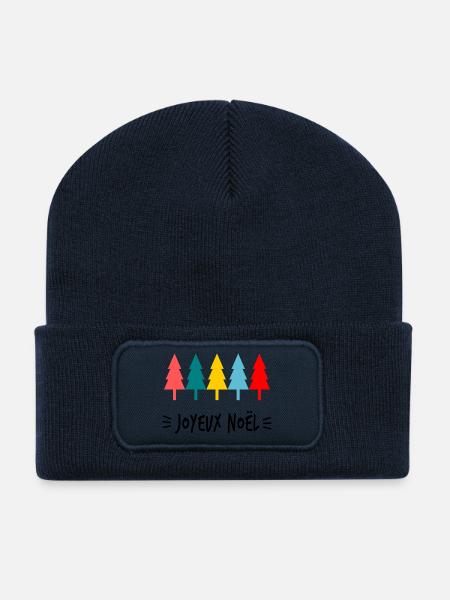 WEIHNACHTEN. FROHE WEIHNACHTEN. FROHE WEIHNACHTEN. NEUJAHRSTAG - Recycelte Patch Beanie - French Navy
