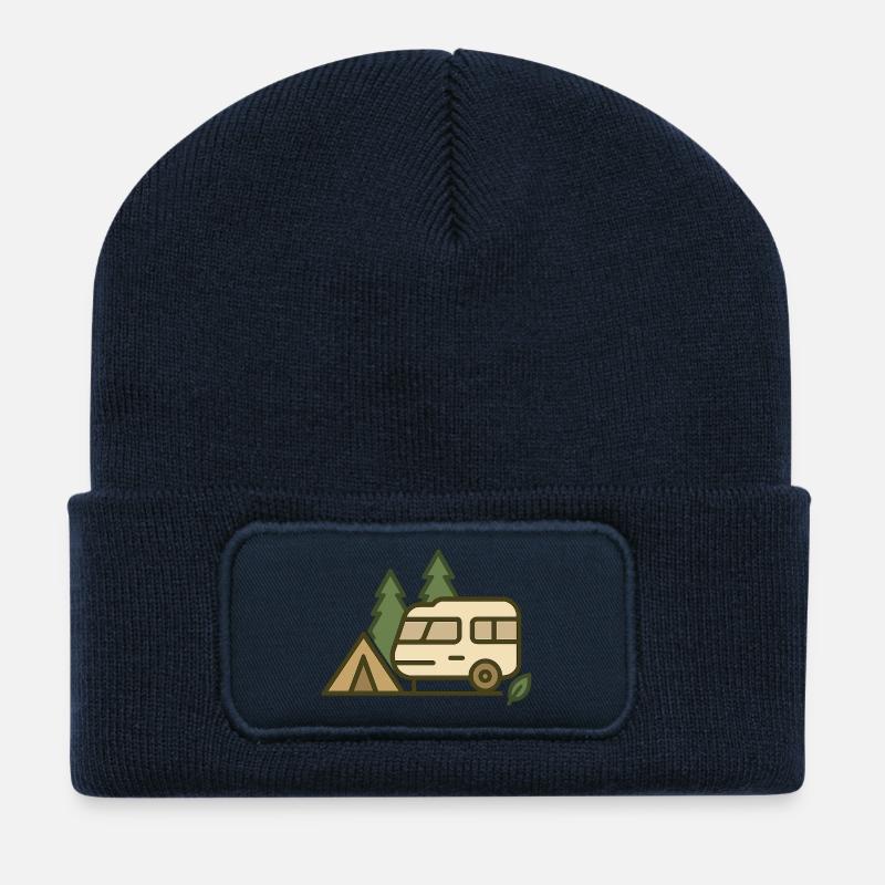 Adventure Camping Nature Design - Recycled Patch Beanie - french navy