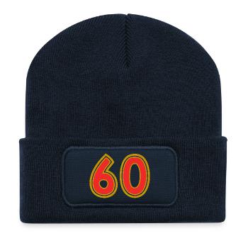 60. 60 ANS. 60e ANNIVERSAIRE. ANNIVERSAIRE 60 ANS. - Beanie recyclé à patch - bleu marine - Devant