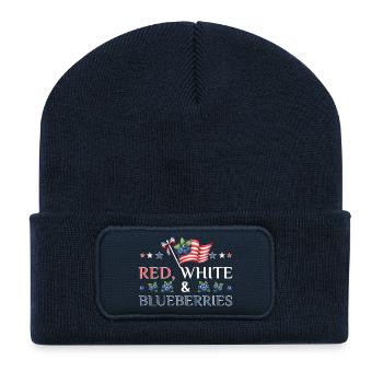 Red White & Blueberries Patriotic Design - Recycled Patch Beanie - french navy - Front