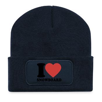 I Love Snowboard - Herz - Wintersport - Recycelte Patch Beanie - French Navy - Vorne
