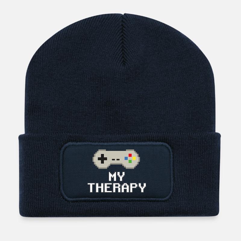 Meine Therapie – Pixel Power - Recycelte Patch Beanie - French Navy