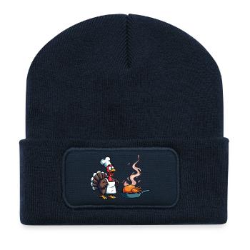 Thanksgiving Turkey Cook - Recycled Patch Beanie - french navy - Front