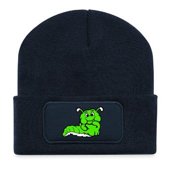 Chenille Ver Timide Amicale Curieux - Beanie recyclé à patch - bleu marine - Devant
