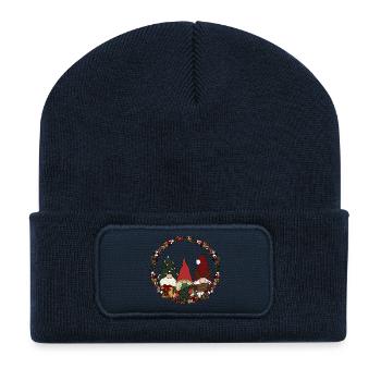 Wichtel  im Weihnachtskranz - Recycelte Patch Beanie - French Navy - Vorne