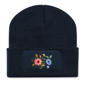 Blumen - Recycelte Patch Beanie - French Navy - Vorne