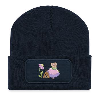Maedchen_mit_Hund - Beanie recyclé à patch - bleu marine - Devant