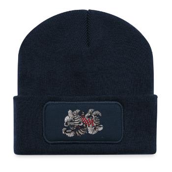 Noir Blanc Rouge Motif - Beanie recyclé à patch - bleu marine - Devant