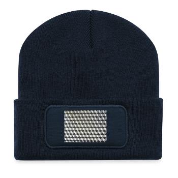 Niveaux de gris des cubes tridimensionnels - Beanie recyclé à patch - bleu marine - Devant