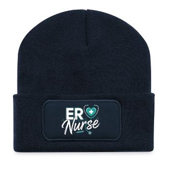 ER Nurse Herz Logo - Recycelte Patch Beanie - French Navy - Vorne