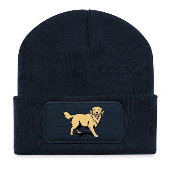 golden_retriever_bunt_T-shirt_Geschenk - Recycelte Patch Beanie - French Navy - Vorne