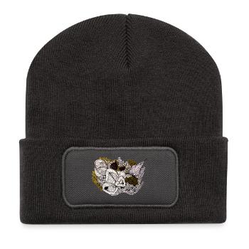 Art au trait de Pflanzenrausch - Beanie recyclé à patch - charbon - Devant