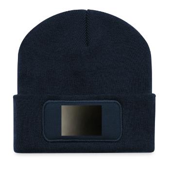Dégradé de brouillard gris foncé - Beanie recyclé à patch - bleu marine - Devant