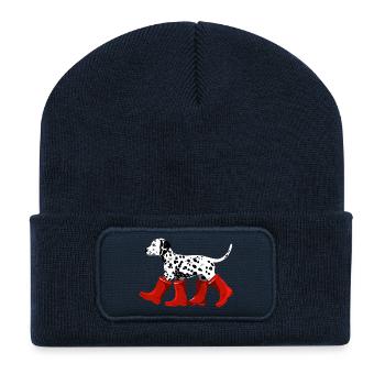 Dalmatien aux bottes rouges - Beanie recyclé à patch - bleu marine - Devant