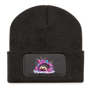 Hérisson dans le trésor de cristal - Beanie recyclé à patch - charbon - Devant
