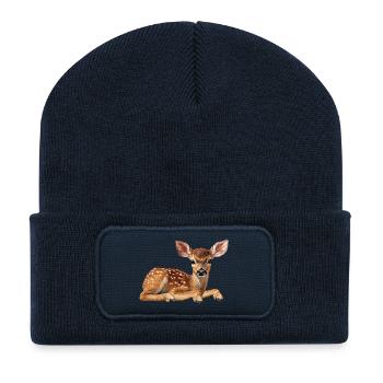 Fawn deer - Recycled Patch Beanie - french navy - Front