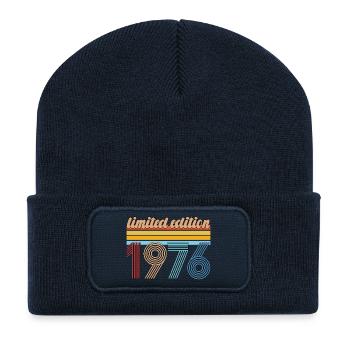 Vintage Birthday 1976 Retro Gift Born In 1976 - Recycled Patch Beanie - french navy - Front