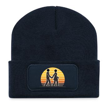 Couple at sunset - Recycled Patch Beanie - french navy - Front