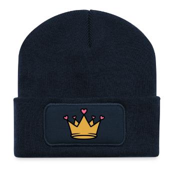 Princesse mignonne Vector des Cœurs de la Couronne - Beanie recyclé à patch - bleu marine - Devant