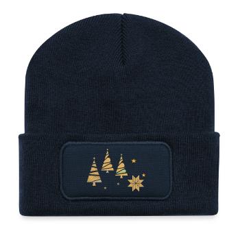 Golden Christmas Trees - Recycled Patch Beanie - french navy - Front