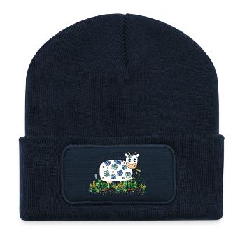 Vache - Beanie recyclé à patch - bleu marine - Devant