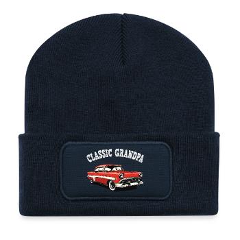 Classic Grandpa Auto Retro Artwork - Recycelte Patch Beanie - French Navy - Vorne