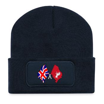 Drapeau du Kent + Drapeau de la Grande-Bretagne - Beanie recyclé à patch - bleu marine - Devant