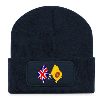Lancashire & Great Britain Flag - Recycled Patch Beanie - french navy - Front