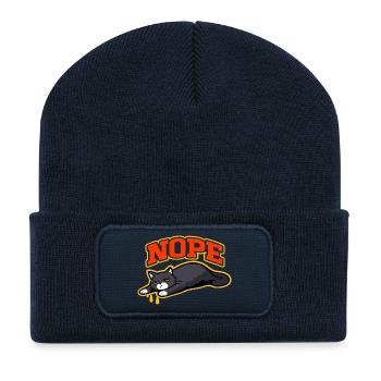 Non, le mème du chat qui se prétend - Beanie recyclé à patch - bleu marine - Devant