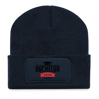 Bachelor 2026 Abschluss Promotion Sponsion - Recycelte Patch Beanie - French Navy - Vorne