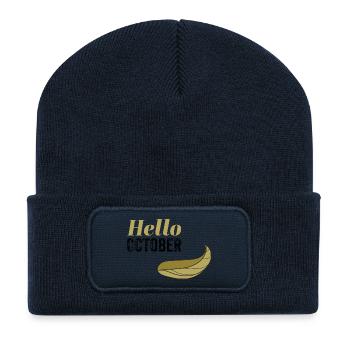 October Golden Hello Leaf Design - Recycled Patch Beanie - french navy - Front