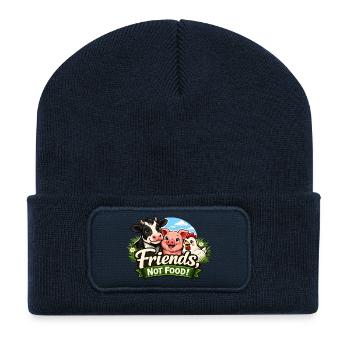 Friends Not Food – Pet-friendly statement - Recycled Patch Beanie - french navy - Front