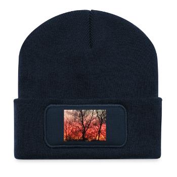 coucher de soleil - Beanie recyclé à patch - bleu marine - Devant